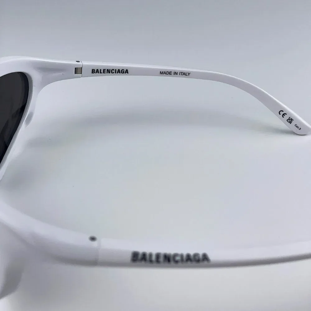 Balenciaga BB0229S 004 Sunglasses White Grey Bat Rectangle Unisex